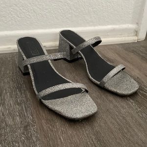 Therapy Goldie Silver Glitter Low Block Heel